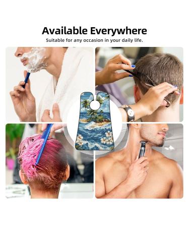 Hawaiian Beach Scene Beard Bib Apron | Non-Stick Hair Catcher for Shaving | Perfect Gift for Men - One Size Black - Buy Online on GoSupps.com