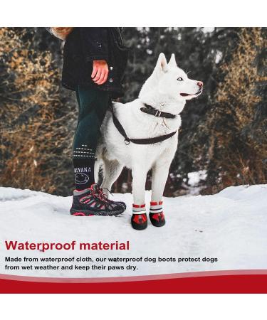 NeuWook Waterproof Dog Boots Set of 4 for Small Medium Large Dogs - Non-Slip and Wear-Resistant Protective Shoes with Reflective Straps - Size M Red - Buy Online on GoSupps.com