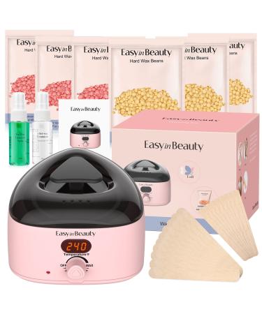 EasyinBeauty Waxing Kit for Women Men Wax Kit with 6 Pack Hard Wax Beads Wax Warmer for Hair Removal Sensitive Skin Formula Target Different Type of Hair Eyebrow Facial Armpit Bikini Brazilian