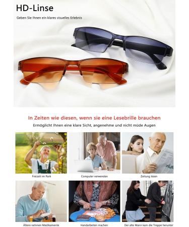 Lanomi Rectangle UV Protection Reading Glasses - Light Plastic Visual Aid for Men & Women Brown & Black Tinted - 2 Pack (3.0x Magnification) - Buy Online on GoSupps.com