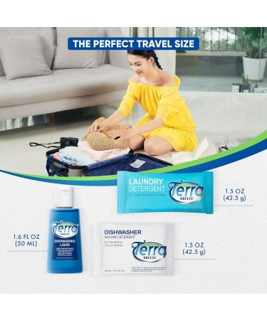 Travel Laundry & Dish Soap Set | Terra Breeze 1-Shoppe All-in-One Kit for AirBnB & Rentals | 180 Premeasured Packets for Easy Cleaning - Buy Online on GoSupps.com