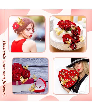 148 Pcs Bouquet Corsage Pins & 3D Gold Butterfly Wall Decor Set - Flower Diamond & Pearl Pin Heads for Mother's Day Wedding Party - Buy Online on GoSupps.com