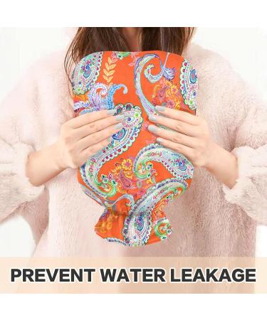 NAANLE 2L Heat Bottle - Orange Paisley Flower Design | Hot Water Bottle for Back Pain Relief & Warmth | Hand Foot & Neck Therapy - Buy Online on GoSupps.com
