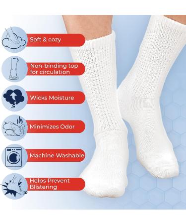 Women's Ultra-Soft Diabetic Socks 2 Pair (White, Size 6-10) - Moisture-Wicking, Breathable Support for Neuropathy, Edema & Circulation - Buy Online on GoSupps.com