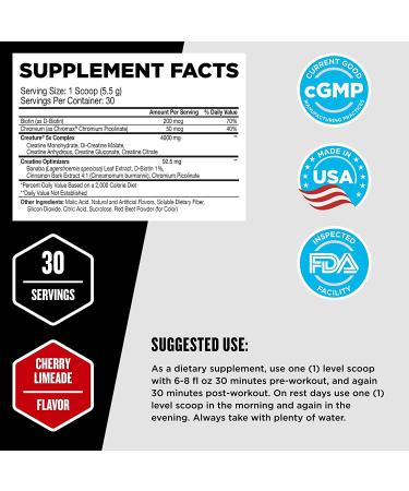 Beast Sports Nutrition Creature - Cherry Limeade (30 Servings) | 5 Forms of Creatine for Strength, Endurance & Recovery - Buy Online on GoSupps.com