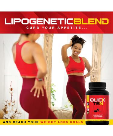 Quick Ten Weight Loss Pills - Natural Metabolism Booster & Appetite Suppressant - Fat Burner for Men & Women - Premium Diet Pills - 60 Capsules - Buy Online on GoSupps.com