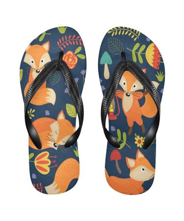 Mnsruu flip-flops with fox flower mushroom leaves for home hotel spa bedroom travel s for men and women small multi-colored