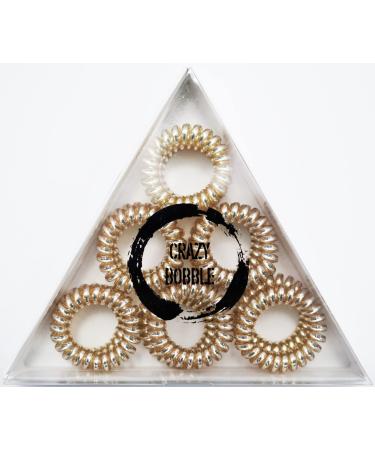 Crazy Bobble Premium Spiral Hair Bands Telephone Wire Ponytail Holder Coil Hair Bands 12 Pack (Gold)