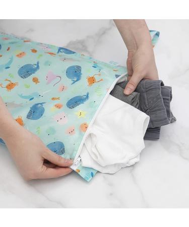 Bumkins Waterproof Wet Bag 12x14 - Ocean Life | Washable & Reusable for Travel, Beach, Pool, Stroller | Ideal for Diapers, Gym Clothes, Swimsuits & Toiletries - Buy Online on GoSupps.com
