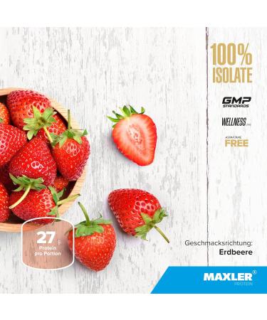  Maxler Maxler 100% Isolate Protein Powder Natural Flavoured Whey Isolate from Livestock Whey Protein Isolate Low Sugar & Tasty Strawberry 300 g - Buy Online on GoSupps.com