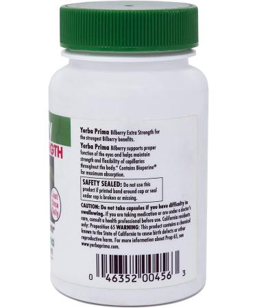 Yerba Prima Bilberry Extra Strength 50 Capsules - Antioxidant Support & Eye Health - Buy Online on GoSupps.com
