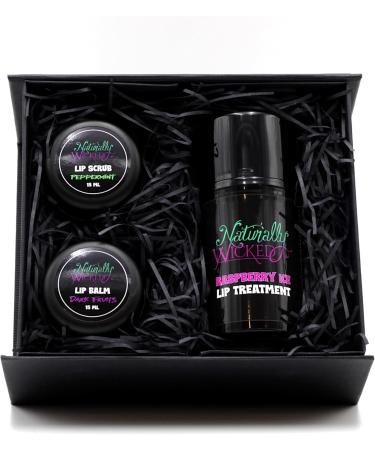 Naturally Wicked 3 Step Lip Kit - Lip Scrub | Lip Treatment | Lip Balm (Dark Fruits) - Buy Online on GoSupps.com