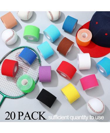 20 Rolls Kinesiology Recovery Tape 2 Inch x 16 ft - Breathable Muscle Pain Relief for Gym, Fitness, Running, Tennis, Swimming - Waterproof Cotton Elastic Athletic Tapes (Multicolor) - Buy Online on GoSupps.com