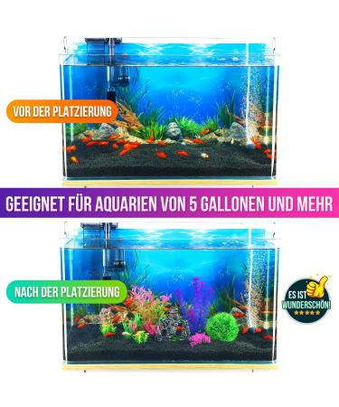 Borlech 8-Piece Aquarium Rock Decorations & Plastic Plants Set - Vibrant Pink Fish Tank Decor for Ideal Aquatic Aesthetics - Buy Online on GoSupps.com