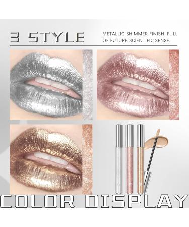 NewBang Metallic Glitter Liquid Lipstick Set - 3 Colors, Chameleon Lip Gloss, Waterproof Formula - Christmas Party Makeup Gift - 0.33 Fl Oz (Pack of 3) - Buy Online on GoSupps.com