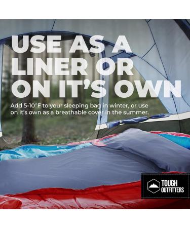 Cotton Sleeping Bag Liner - Lightweight Travel Sheet for Adults - Ideal for Camping, Backpacking & Hostels - Gray Sleep Sack with Zipper - Buy Online on GoSupps.com