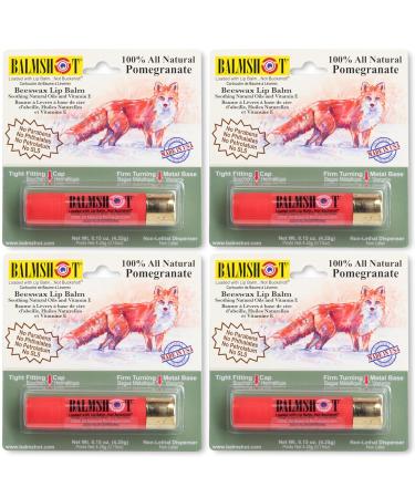 BALMSHOT Lip Balm 4 Pack (100% All-Natural Pomegranate)