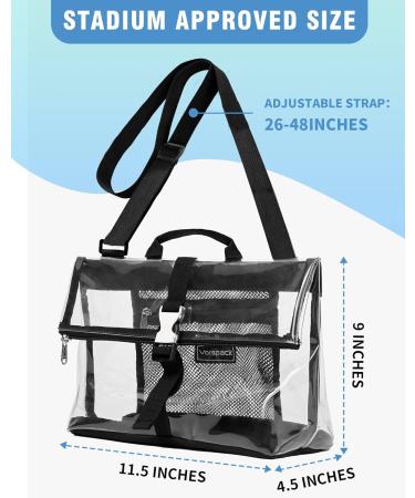 Vorspack Clear Crossbody Stadium Bag - Black PVC Messenger Bag for Concerts & Sports - Buy Online on GoSupps.com