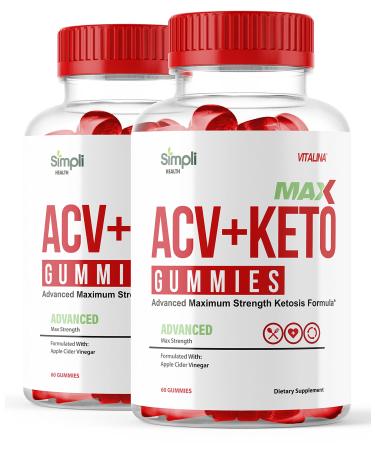(2 Pack) Simpli Health Max ACV Gummies, New and Improved Simpli Health ACV Plus Ketogenic Gummies Formula, Simple ACV Gummies, Apple Cider Vinegar Gummies, Simplihealth ACV Ketosis 60 Count (Pack of 2)