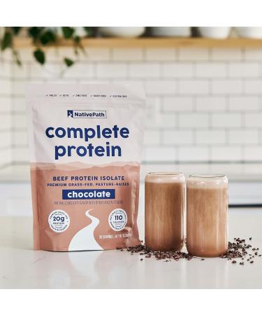 NativePath Complete Beef Protein Powder Isolate Grass-Fed Pasture-Raised Dairy & Lactose Free Gluten Free Zero Sugar MCTs & Amino Acids 20g Protein Chocolate Flavor 30 Servings - Buy Online on GoSupps.com