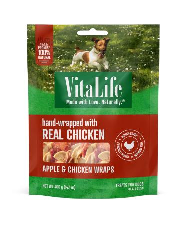 VitaLife 400 g Apple & Chicken Wraps All Natural Dog Treats dark red