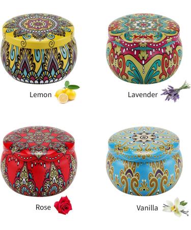 Scented Candles Gift Set - Aromatherapy Candles | 4 Large Natural Soy Wax Tins | Perfect for Birthday Valentine's Day & Christmas - Gardenia Lavender Vanilla & Rose - Buy Online on GoSupps.com