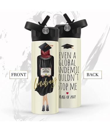 Graduation Gifts for Her  Personalized Water Bottle for Women - 14 or 20 Oz - Custom Hair Styles  Hood & Skin Color - Custom Graduation Gift w/ Name & Text  High School  College  Class of 2022 Gifts GRADUATION WATER BOTTLE - Buy Online on GoSupps.com