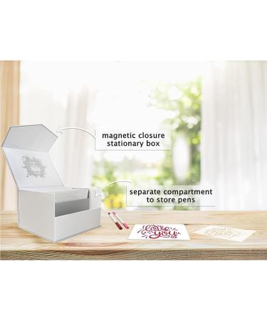 Hand Inked Card Making Kit - DIY Greeting Card Stencil Set | Stationary Box with Supplies - 50 Blank Cards, 50 Envelopes, 6 Stencils, 5 Brush Pens - Buy Online on GoSupps.com