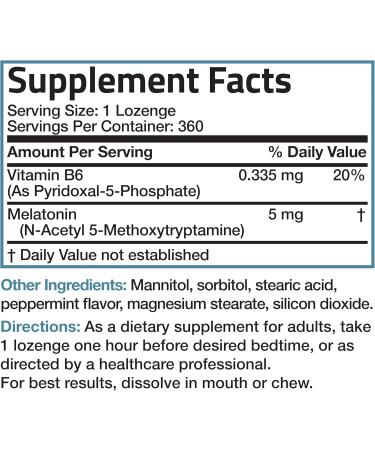 Bronson Melatonin 5mg Fast Dissolve Peppermint Tablets with Vitamin B6 - Promotes Relaxation, 360 Vegetarian Chewable Lozenges - Buy Online on GoSupps.com