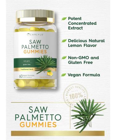 Carlyle Saw Palmetto Gummies 480mg - 60 Count | Vegan Non-GMO & Gluten Free Extract from Saw Palmetto Berries - Natural Lemon Flavor - Buy Online on GoSupps.com