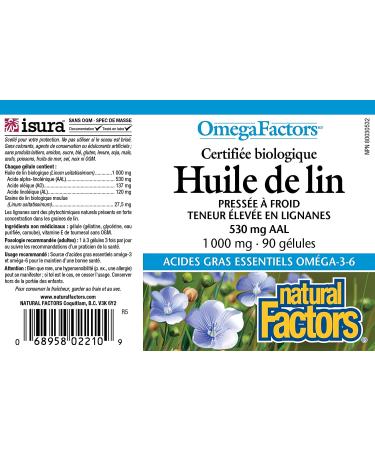Natural Factors Flaxseed Oil 1000 mg - 90 Softgels | Premium Omega-3 Supplement - Buy Online on GoSupps.com