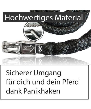 Buy Lead Rope with Panic Hook for Horses & Ponies | 1.60m Stylish Tie Rope (Black) - International Shipping Available - Buy Online on GoSupps.com