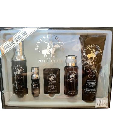 Beverly Hills Polo Club Sexy 5 Piece Cologne Gift Set for Men Eau de Toilette Body Spray Deodorant After Shave
