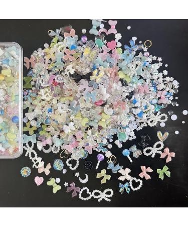 Nail art decoration 400 pieces Multi Shapes Heart Bowknot Pearls Nail Decorations Aurora Flatback Bear Butterfly Nail Gems for Manicure Diy Crafts Jewelry Accessories (Mix-D) - Buy Online on GoSupps.com