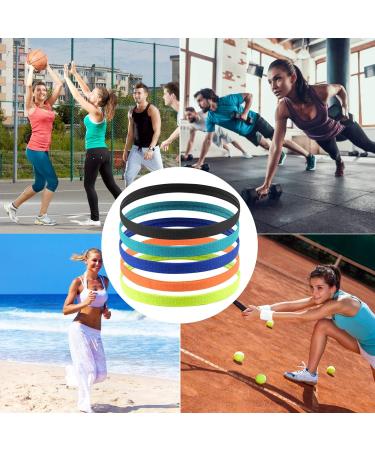 Jinlaili 5 Pack Sport Headbands - Thin Elastic Slipproof Silicone Hair Bands for Children & Women - Buy Online on GoSupps.com