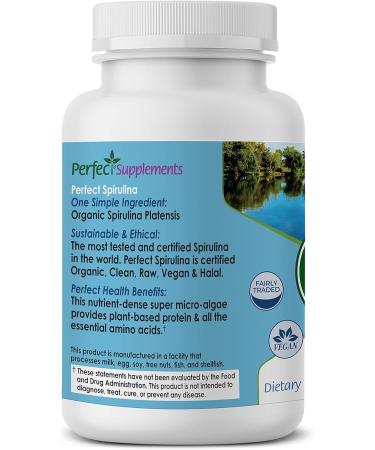 Perfect Supplements Perfect Spirulina 120 Vegetable Capsules Organic Spirulina Supplement - Whole Food Micro Algae - Immune System Support - Buy Online on GoSupps.com