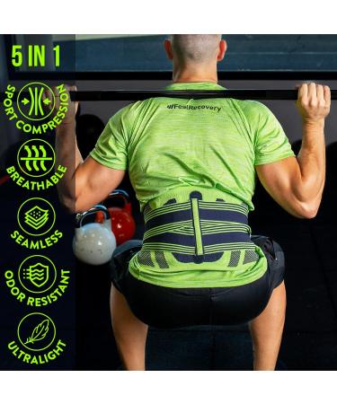 Feel Recovery Back Bandage for Men & Women | Support Belt for Work & Sports | Lower Back Relief for Sciatica Herniated Disc & Scoliosis - M Green - Buy Online on GoSupps.com