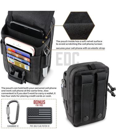 WYNEX Tactical Compass Phone Pouch Large Molle Smartphone Holster Case Double Capacity Small Utility EDC Pouch with Compass Buckle and Carabiner Black - Buy Online on GoSupps.com
