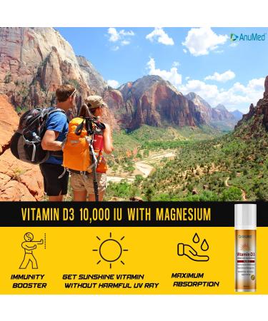 ANUMED Vitamin D3 10000 IU Cream with Magnesium, Hyaluronic Acid, Vitamin E - 3oz Non-Greasy Formula for Skin, Bones, Muscles, Joints, Heart & Immune System - 0.32oz (Pack of 1) - Buy Online on GoSupps.com