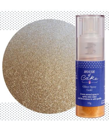 House of Cake Edible Glitter Spray Blush Non-Aerosol Paint for Cake & Bakes Simple to Use This Unique Finish Leaves a Sparkling Lustre Effect on Cakes & Decorations - Gold 10 g Metallic Gold - Buy Online on GoSupps.com