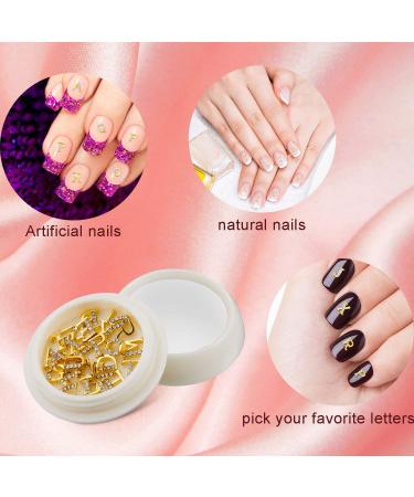 104pc 3D Letter Nail Studs & Rhinestone Decals in Gold - Alphabet Nail Design for Women & Girls - Buy Online on GoSupps.com