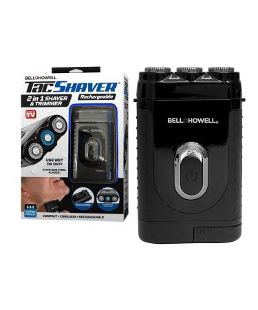 Bell+Howell Tacshaver 3D Rechargeable Rotary Shaver for Men with Pop-up Trimmer for Sideburns, Moustache and Beard, Waterproof, Portable, and Cordless Electric Razor As Seen On TV (Deluxe)