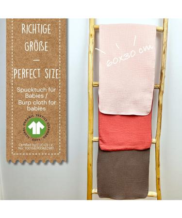 Mimadu Bio GOTS Baby Muslin Spit Towels Set - Organic Cotton Spitting Cloths for Girls (30x60 cm Blossom 3 Pack) - Buy Online on GoSupps.com