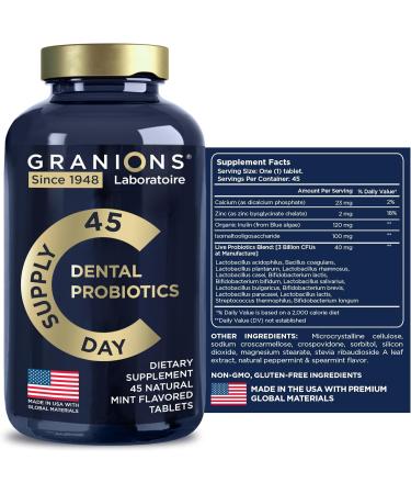 Dental Probiotics for Teeth and Gums - Fresh Breath Lactobacillus Salivarius Probiotic for Women and Men - Oral Probiotics for Mouth Bad Breath Dental Probiotic for Mouth Health - 90 Mint Tablets 45 Count (Pack of 2) - Buy Online on GoSupps.com