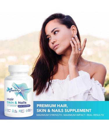 Veetify Hair Skin and Nails Vitamins Biotin + Fo-Ti Bamboo & Horsetail Extracts + PABA Herbal Beauty Complex for Hair Growth Radiant Skin & Strong Nails 60 Vegan Capsules - Buy Online on GoSupps.com