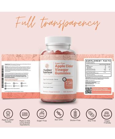 Mother Nutrient Sugar-Free Apple Cider Vinegar Gummies - 2-Month Supply (120 Gummies) | Raw & Unfiltered ACV Sweetened with Stevia - Buy Online on GoSupps.com
