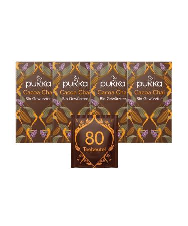 Pukka | Organic tea Cacao Chai | Cocoa cinnamon cardamom chicory root | Warming & pampering | Pack of 4 | 80 tea bags - Buy Online on GoSupps.com