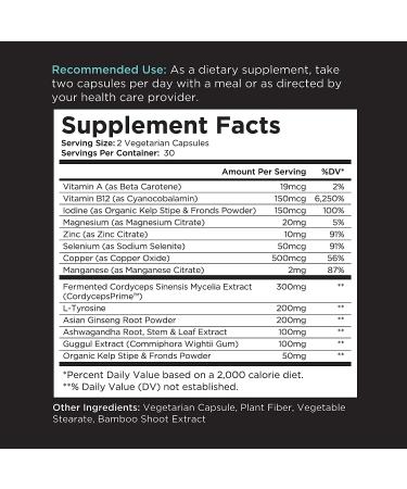 Livingood Daily Natural Thyroid Support - Thyroid Supplement with Ashwagandha, Iodine, Selenium & More - 60 Capsules - Buy Online on GoSupps.com