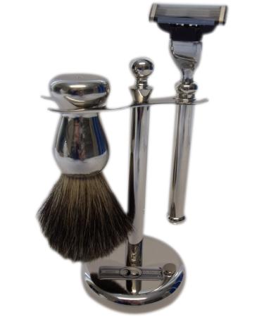 Golddachs Shaving StandMetal silver 100% badger hair
