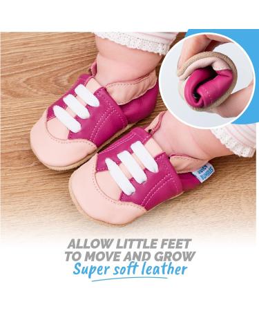 Soft Sole Leather Baby Shoes for 12-18 Months - Pink Sneakers for Baby Girls and Boys - Buy Online on GoSupps.com